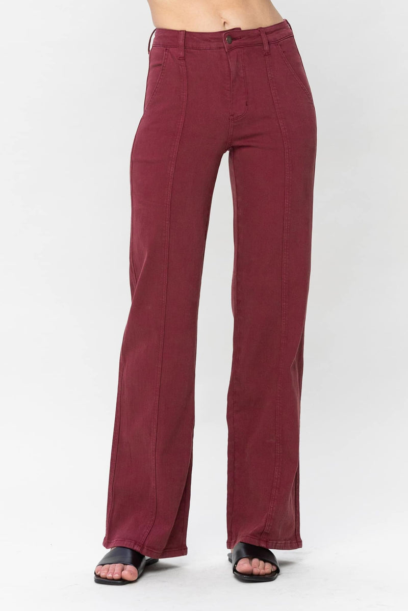 Judy Blue Burgundy Front Seam Straight Leg