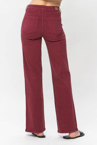 Judy Blue Burgundy Front Seam Straight Leg