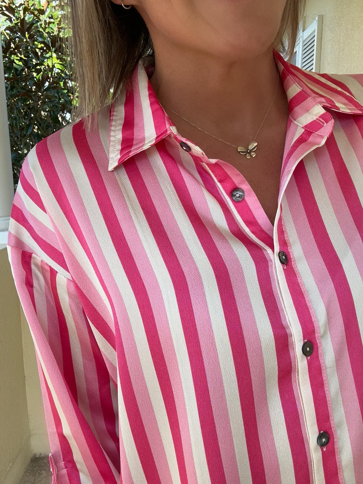 Candyland Button Down Top - Hot Pink