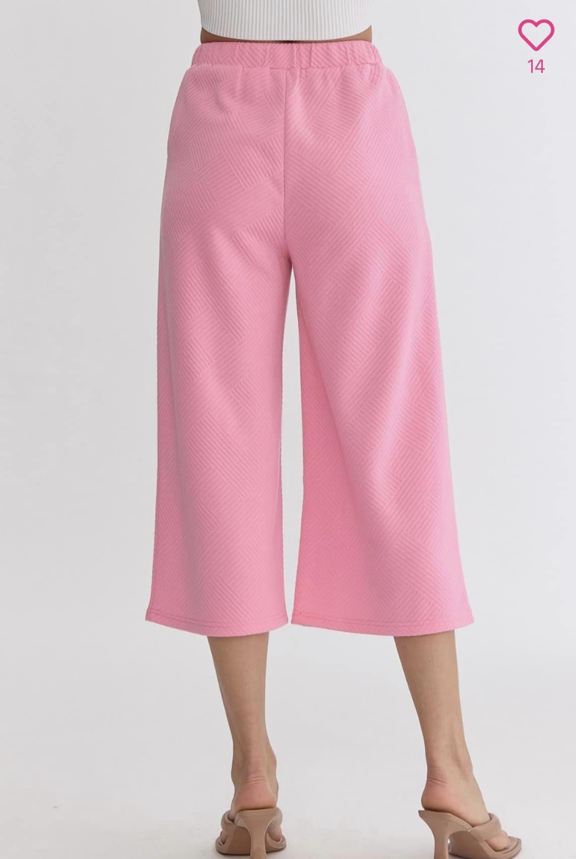 Textured To Perfection Cropped Pants - Pink