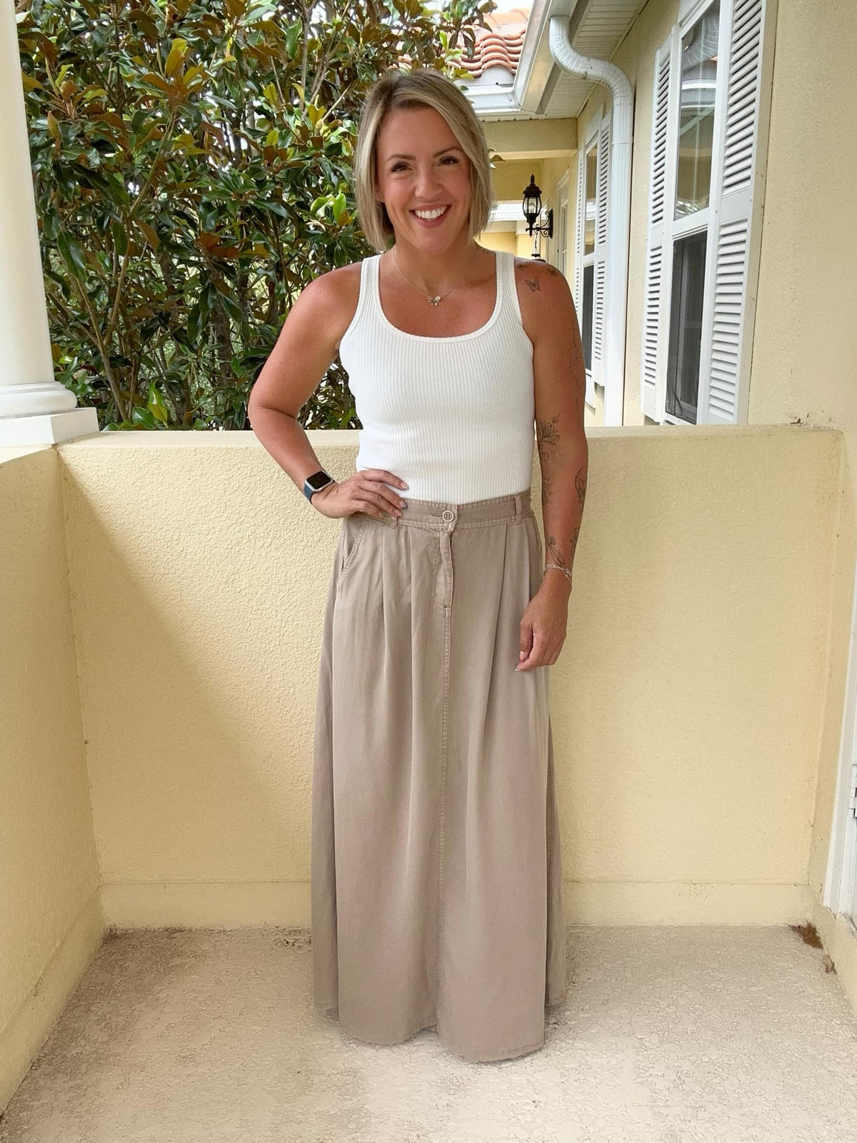 RISEN Tencel Maxi Skirt - Taupe