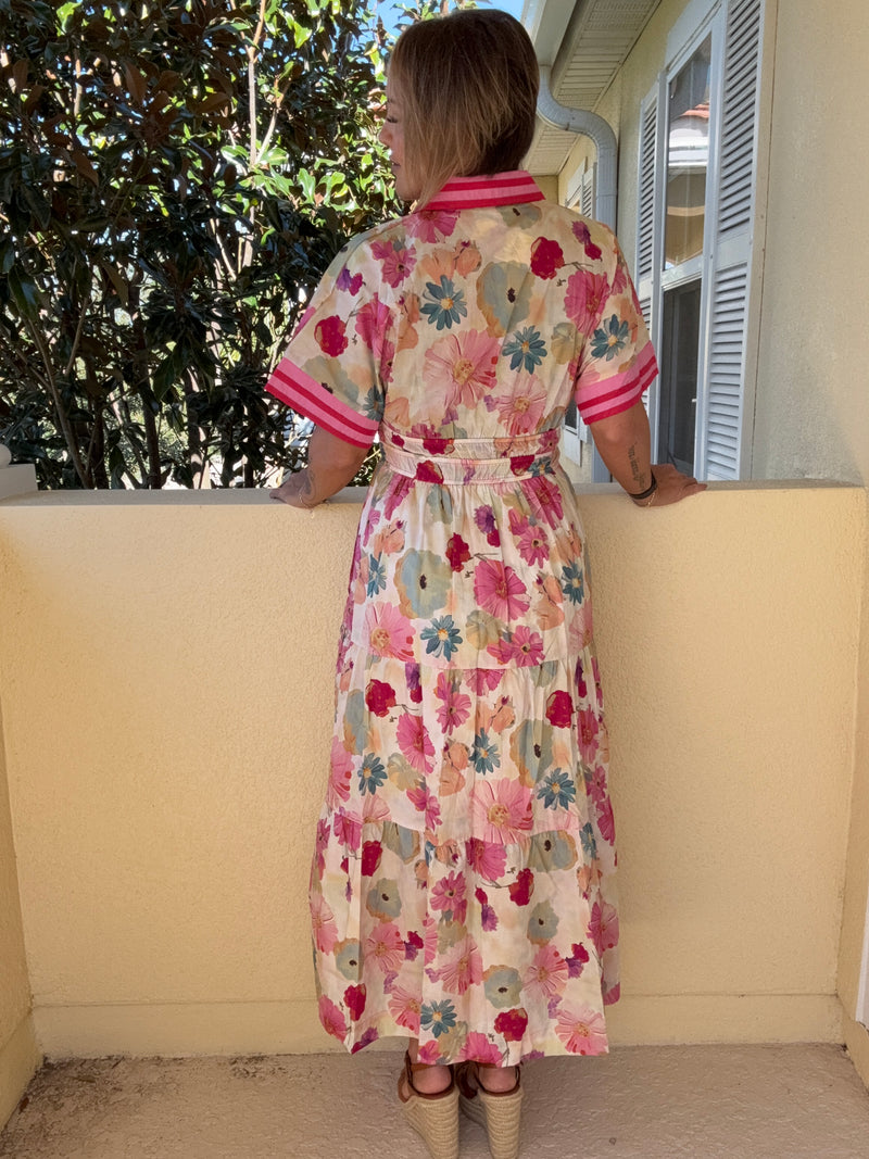 Retro Blossom Maxi Dress