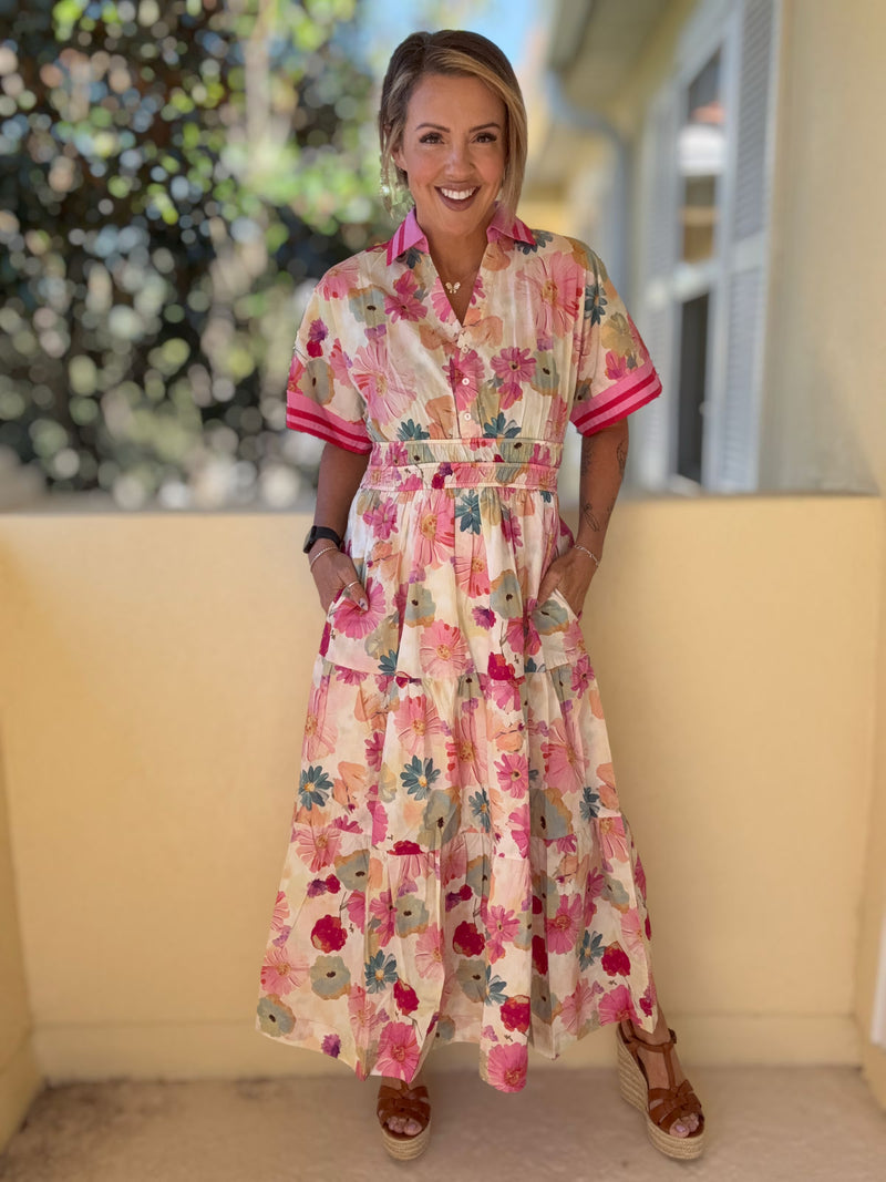 Retro Blossom Maxi Dress