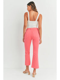 Just Black Denim Cropped Demi Flare - Hot Pink