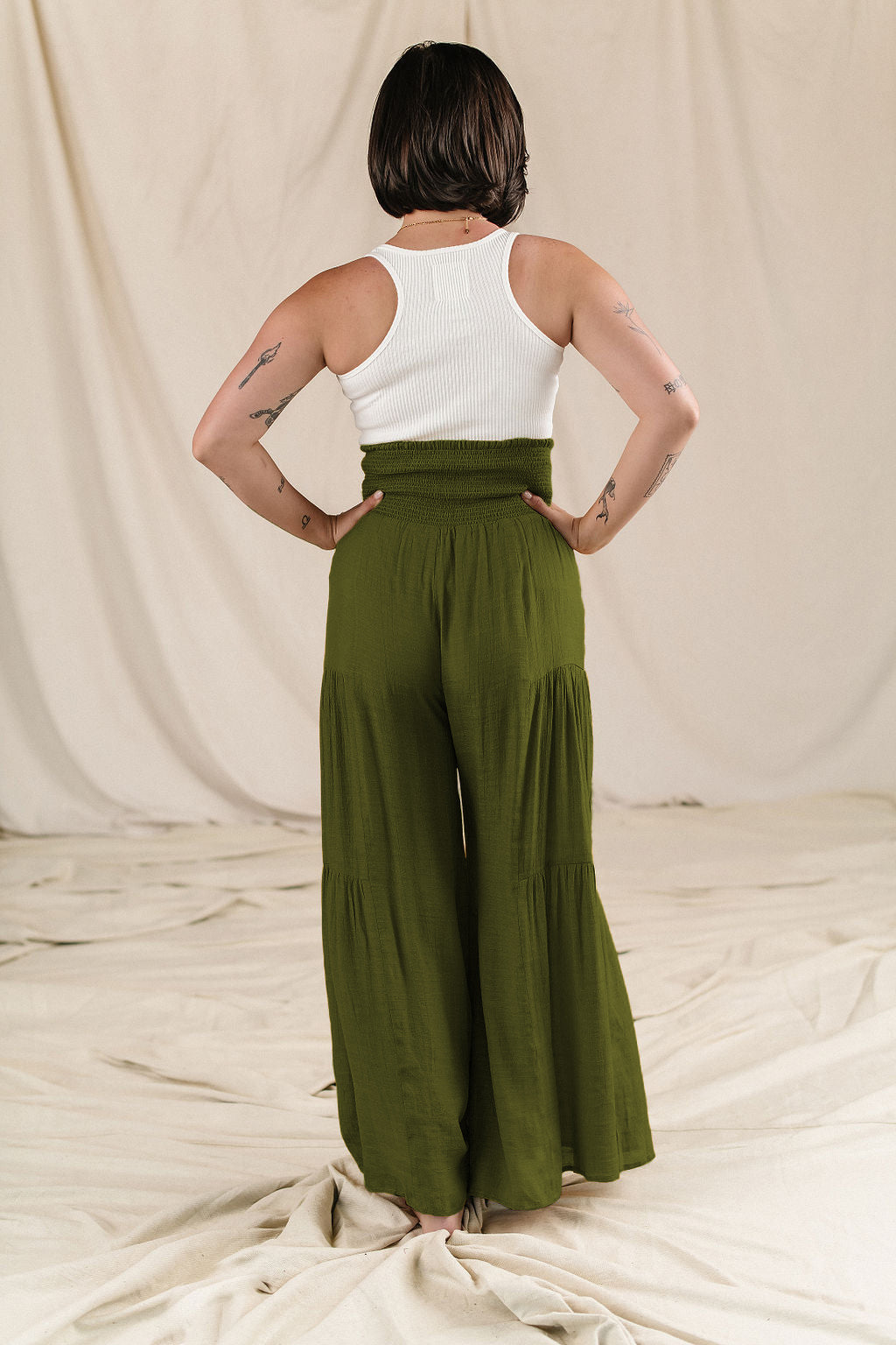 Ampersand Ave Tiered Boho Pants - Olive