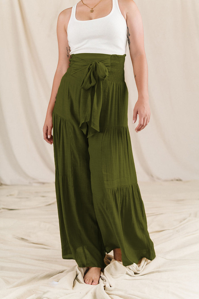 Ampersand Ave Tiered Boho Pants - Olive