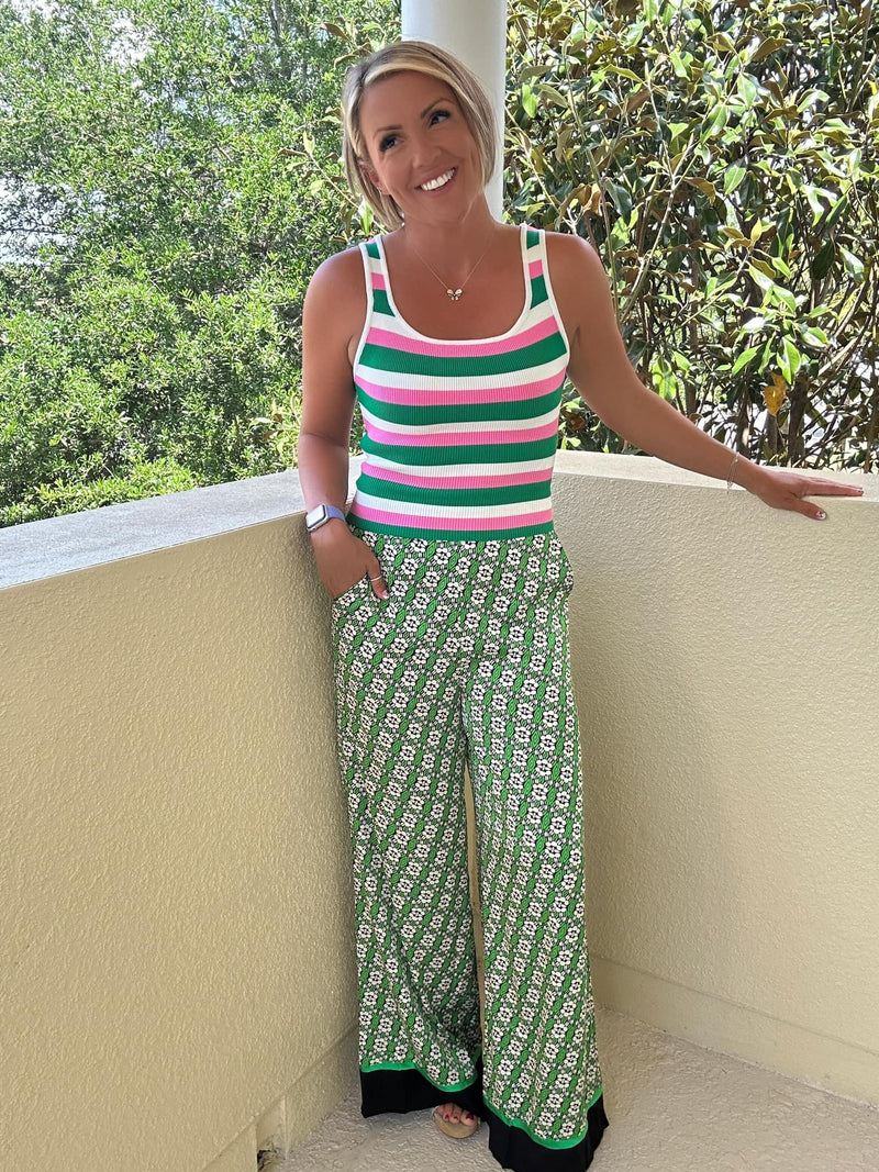 Knot For You Wide Leg Pants - Green