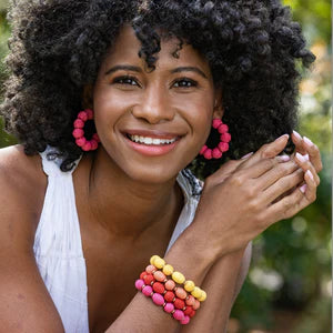 Ink + Alloy Solid Hoop Raffia Earrings